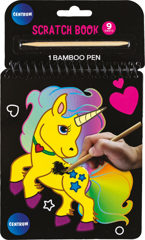 Centrum Bastelset Kratzbilder – Einhorn – 16 × 19 cm – 8 Kratzseiten – Karton, mehrfarbig