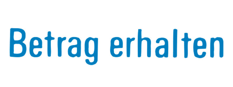 X-Stamper Motivstempel – Motiv: Betrag erhalten, selbstfärbend, Kunststoff, 13 × 42 mm, Deutsch, blau