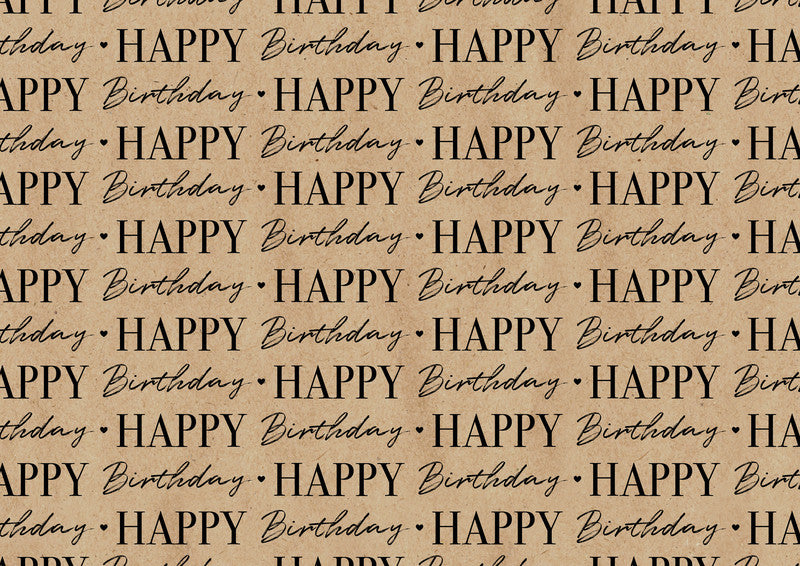 Braun + Company Everyday By Nature Geschenkpapierrolle – Graphic Birthday – Kraftpapier, 70 g/m2 – 700 × 2000 mm