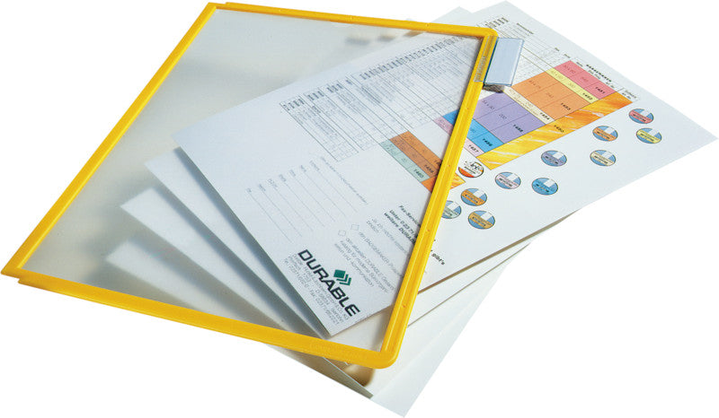 Durable Sherpa Sichttafel A4 – für Sherpa und Vario Sichttafelsysteme, Rahmen gelb, transparent