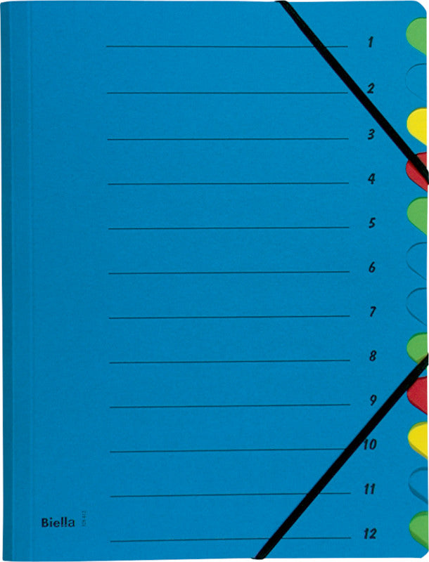 Biella Sammelmappe für A4, Karton, Blau, mit Gummizug