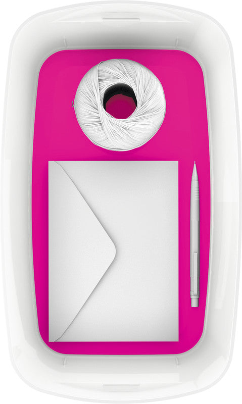 Leitz Aufbewahrungsbox MyBox – ABS-Kunststoff, weiss/pink, 31,8 × 12,8 × 19,1 cm