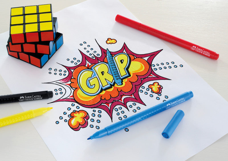 Faber-Castell Filzstifte Grip Colour, Strichbreite 1 mm, auswaschbar, 10 Farben