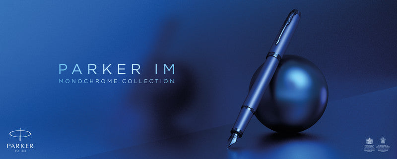 Parker IM Monochrome – Mittlere Feder – für Rechts- & Linkshänder – Blau – Patronen