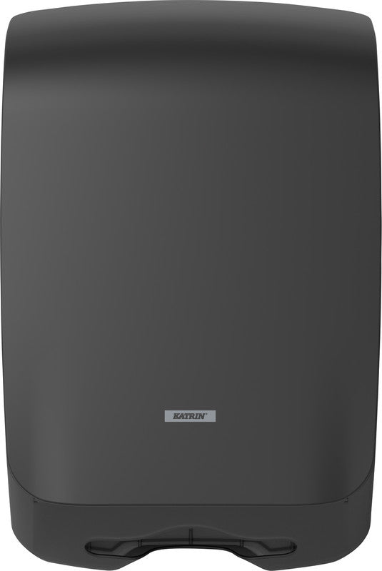 Katrin Falthandtuchspender Inclusive Medium Schwarz – für Falthandtücher bis 240 mm – 301 × 450 × 146 mm