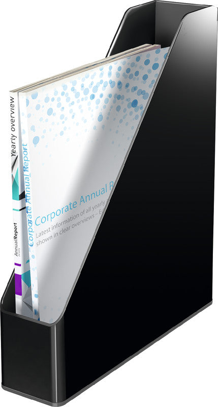 Leitz Stehsammler Duo Color – für Format A4, Kunststoff, schwarz, 73 × 318 × 272 mm