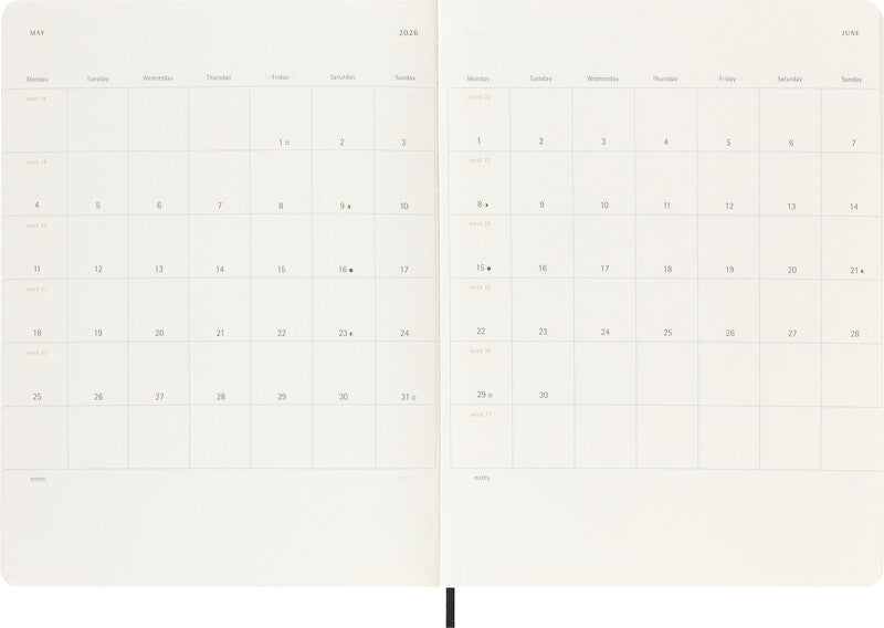Moleskine Schüleragenda – 1 Woche/1 Seite, gebunden, 19 × 25 cm, 18 Monate Jul–Dez, Englisch, Schwarz, FSC