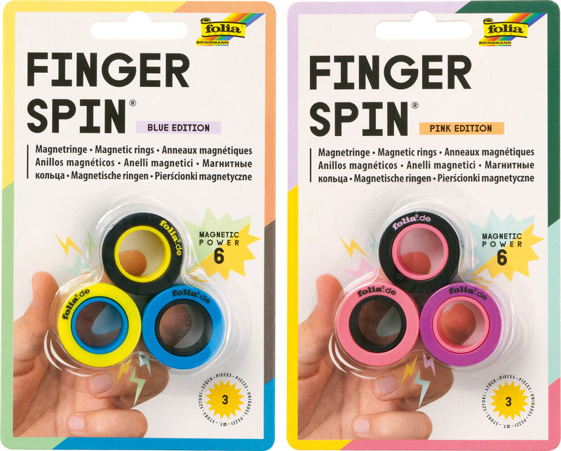 Folia Blue Edition Fidget-Spielzeug Finger Spin – 3 Stück, Blau, Kunststoff, Magnetisch
