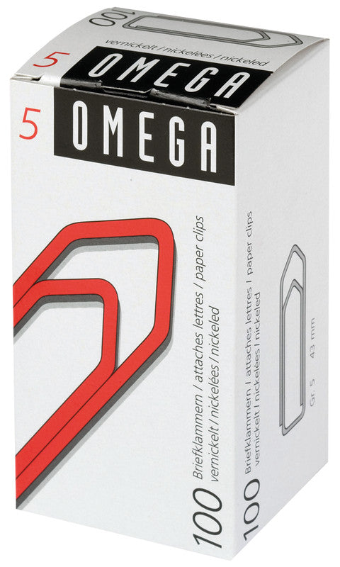 Omega Büroklammern – 43 mm – Metall – Silber – 100 Stück