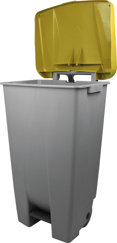 Helit Abfallcontainer – 120 l – Kunststoff – Fusspedal, 2 Räder, seitliche Griffe, HACCP-konform