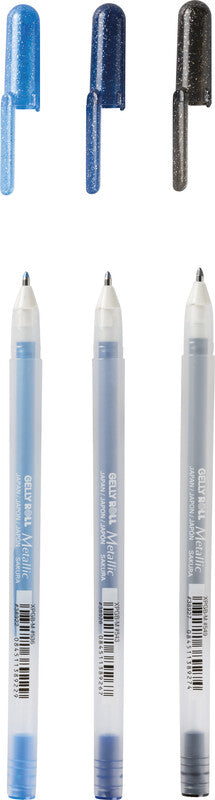Sakura Gelly Gelschreiber 3er Set – 3 Farben, 0,5 mm, schnelltrocknend, für dunkles Papier, Kappe