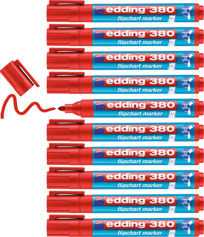Edding Flipchart-Marker 380 – Rundspitze 1-5 mm – Rot – Nachfüllbar