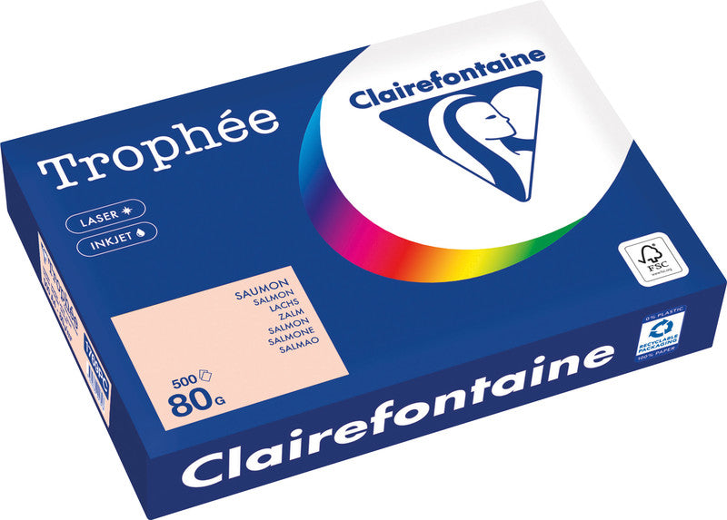 Clairefontaine Kopierpapier – A4, 80 g/m², Lachs – für Inkjet/Laser/Kopierer – FSC, EU Ecolabel – 500 Blatt