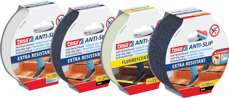 tesa Anti-Rutschband – 50 mm × 5 m, schwarz