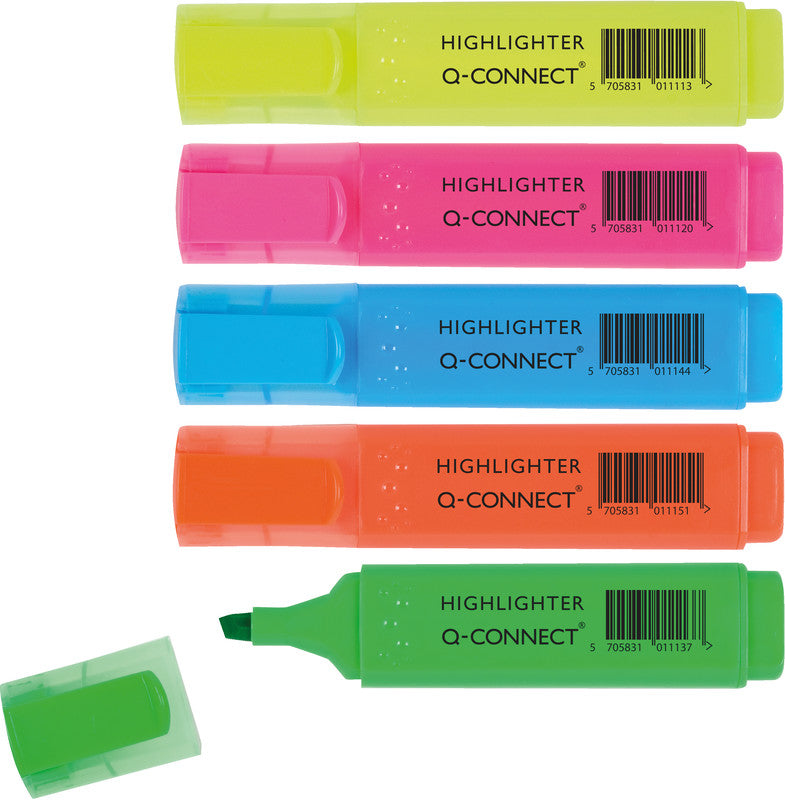 Q-CONNECT Textmarker Set 6 Farben – Keilspitze, 1–5 mm