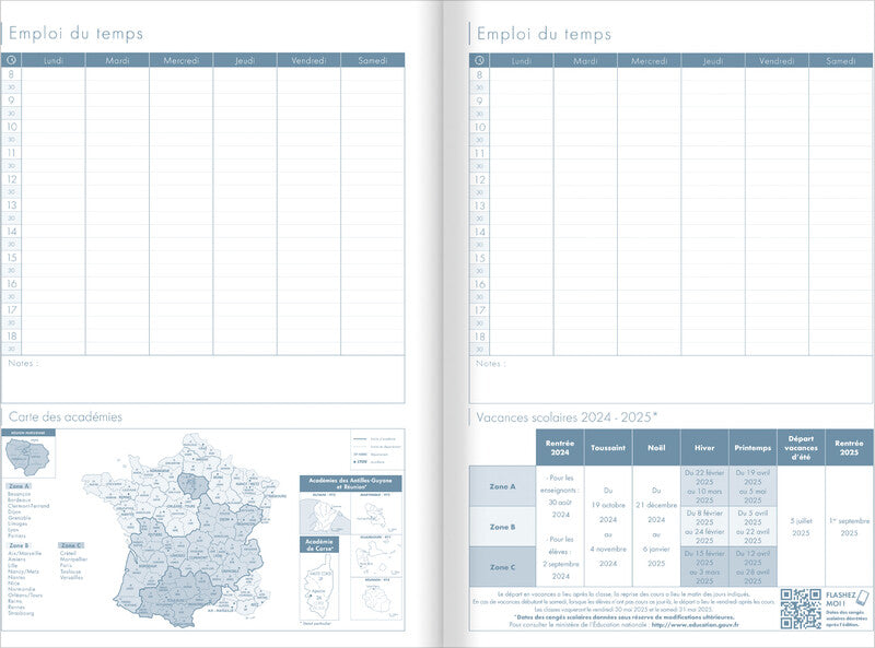Clairefontaine Wochenplaner – 1 Woche/2 Seiten, geheftet, A4, Aug–Jul, 2026/2027, Französisch, sortiert, PEFC
