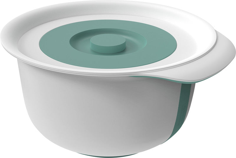 Rotho Rührschüssel Fresh – 4 l – mit Deckel, Henkel & Spritzschutzring – PP – grün – 26,8 × 14,2 × 28,8 cm