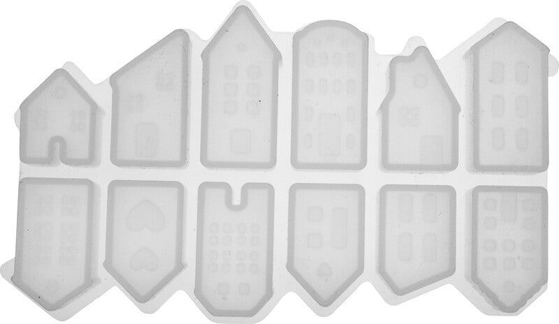 Stafil Silikonform – Häuser, zum Basteln, 12 Stück, 25–44 × 18 × 15 mm, weiss