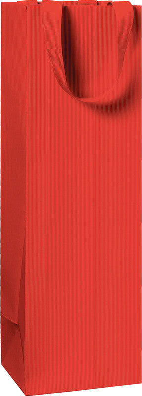 Stewo Flaschentüte Everyday One Colour – Strukturprägung, Ripsband – 110 × 360 × 105 mm – Rot