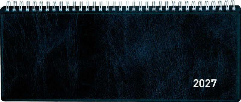 Biella Agenda – 1 Woche/2 Seiten, Spiralbindung, 29,8 × 11,7 cm, 2027, mehrsprachig, Dunkelblau, FSC
