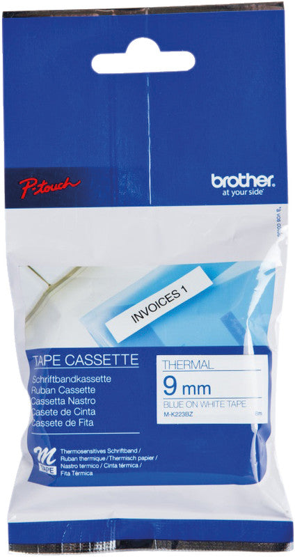Brother Schriftband – 9 mm × 8 m, weiss, blau