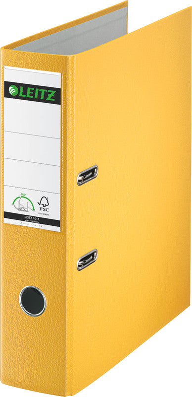 Leitz Ordner Swiss Edition – A4 hoch – 2-Ring Hebelmechanik, Rücken 80 mm – gelb, mit Niederhalter, FSC