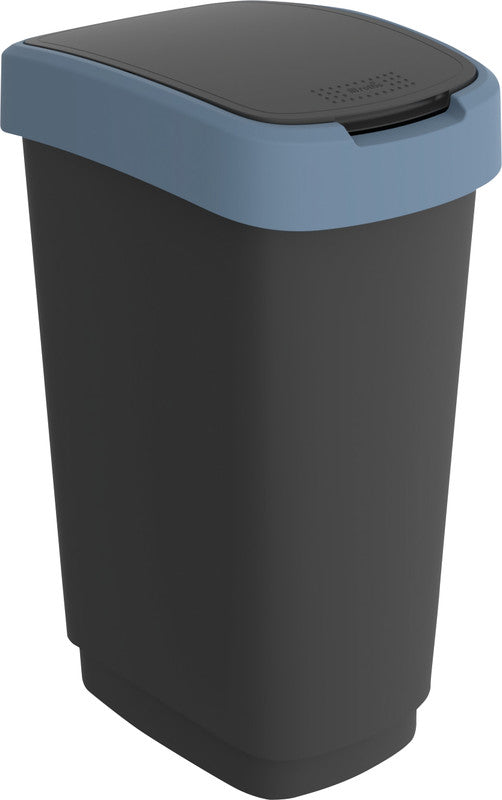 Rotho Abfallcontainer – 50 l – mit Deckel – Kunststoff, Horizon Blau – B × H × T 298 × 602 × 401 mm