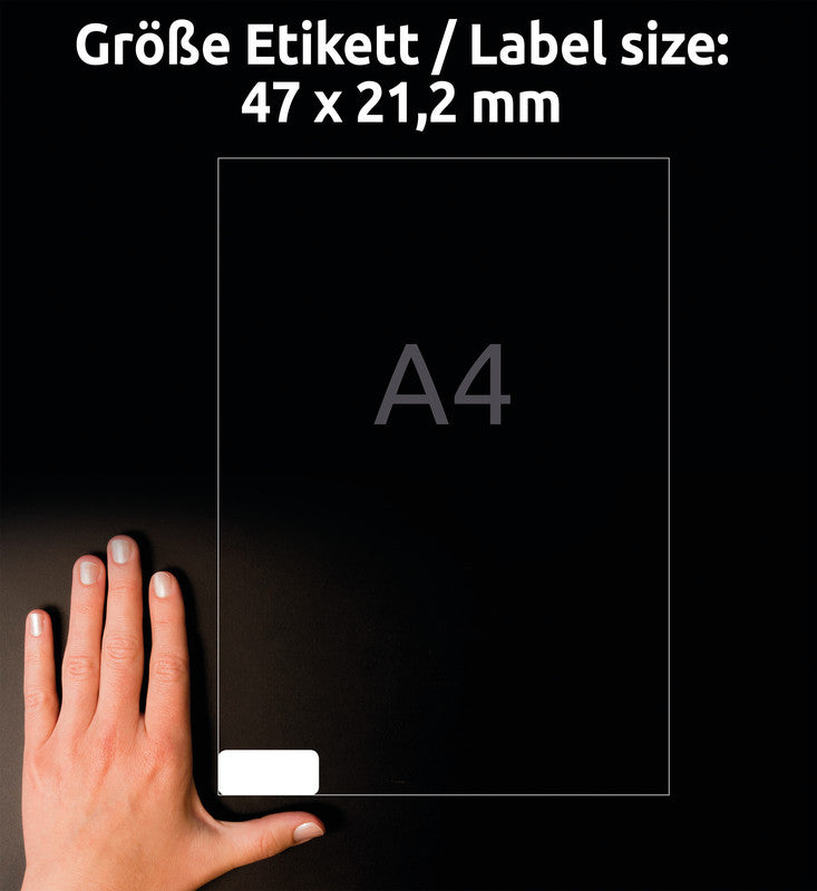 Avery Drucketiketten, 46 mm × 21 mm, weiss, Folie, extra stark, für Kopierer und Laserdrucker