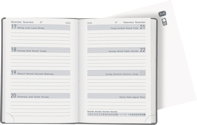 Biella Taschenagenda – 1 Woche/2 Seiten, gebunden, 10,1 × 14,2 cm, 2026, Tropical, FSC
