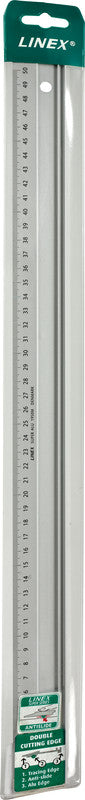 Linex Wandtafel-Lineal 50 cm – Aluminium, silber, rutschfest, mit Stahl-Schneidekante