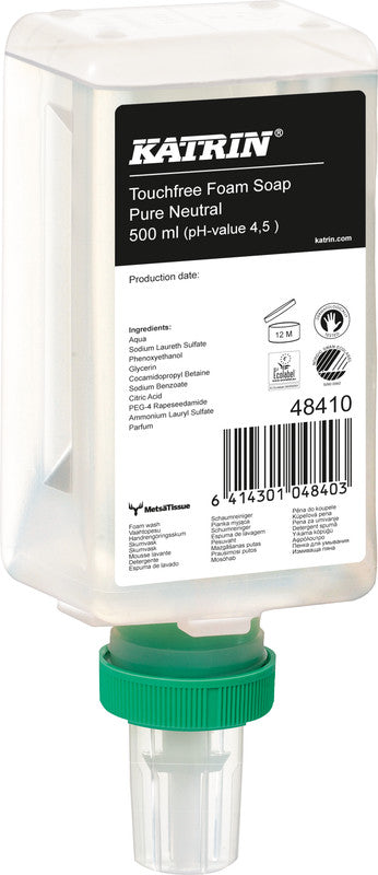 Katrin Seifenkartusche – Kunststoff, weiss, schaumig, 500 ml, für Katrin Touchfree Seifenspender