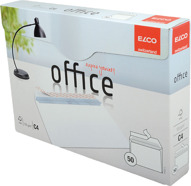 Elco Couvert C4, ohne Fenster, selbstklebend, hochweiss, 120 g/m² – 50 Stk.