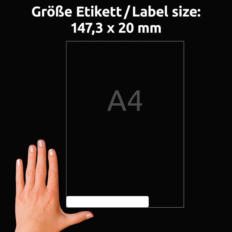 Avery Druckeretiketten, 147 mm × 20 mm, weiss, Papier, wiederablösbar, 25 Blätter (325 Etiketten)