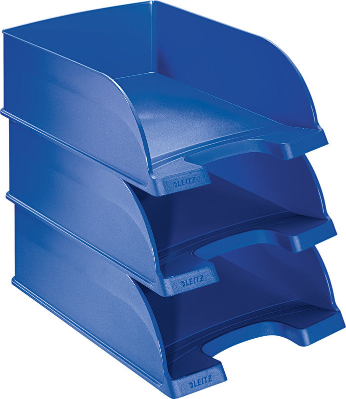 Leitz Briefkorb – mit Beschriftungsfeld, matt, blau, B 255 × H 103 × T 357 mm, Serie Jumbo