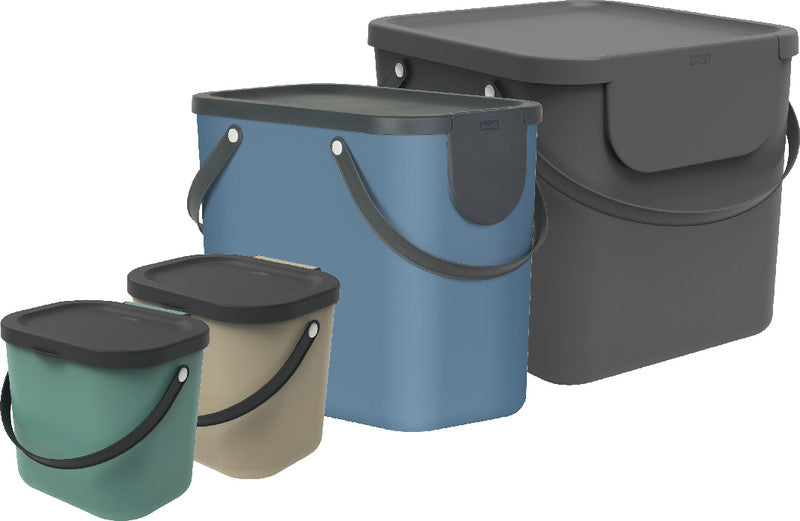 Rotho Abfallcontainer – 25 l – mit Deckel – Kunststoff, Cappuccino – B × H × T 235 × 340 × 400 mm
