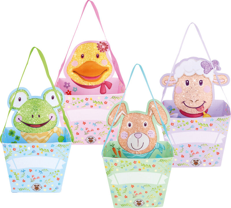 Trendhaus Geschenkbox Geschenkkörbchen – Ostern, sortiert – mit Glitter – 100 × 145 × 98 mm