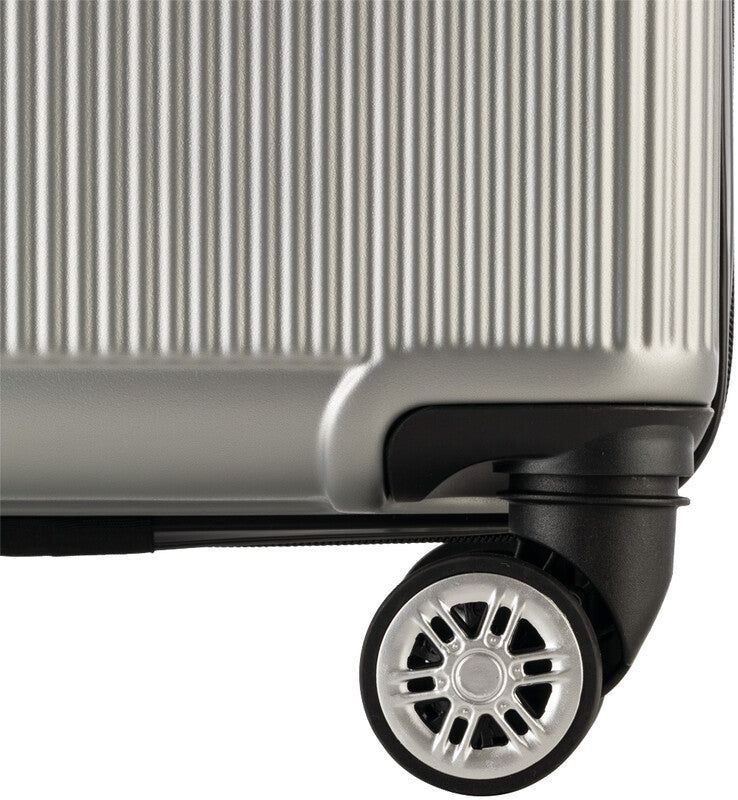Worldpack Bergen Handgepäck-Trolley – 34 l, Hartschale, 4 Doppelrollen, Silber, 34,5 × 54 × 23 cm
