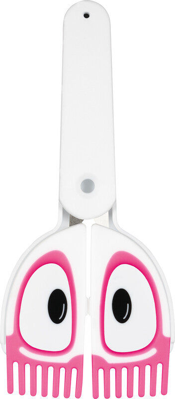 Fonzell Kinderschere – Abgerundete Spitzen, für Rechts- und Linkshänder, Softgrip, Kunststoff, Weiss/Pink