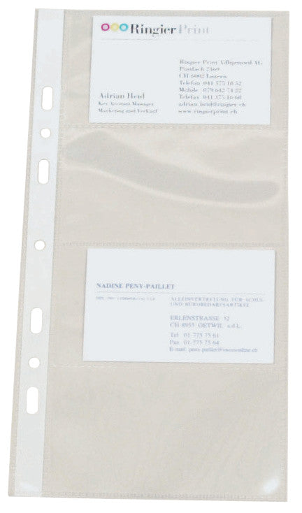 Bantex Ersatzsichttaschen – transparent, für Visitenkarten 100 × 55 mm, 10 Stk., 120 µm