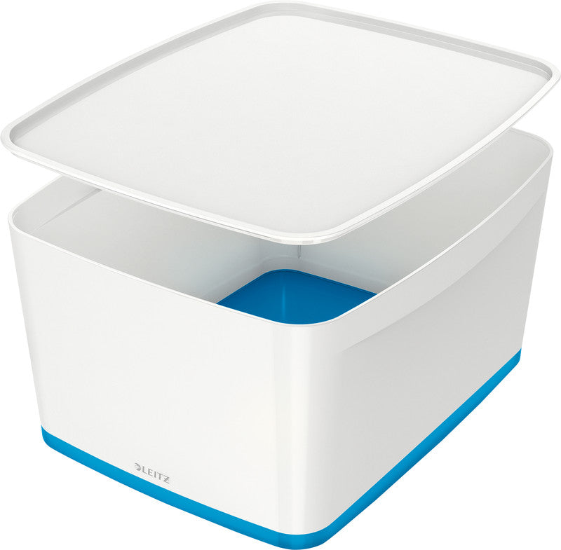 Leitz Aufbewahrungsbox MyBox – Kunststoff, weiss/blau, 31,8 × 19,8 × 38,5 cm