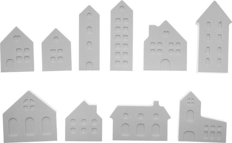 Stafil Silikonform Häuser – 10 Stück – Weiss – 36–64 × 18–48 × 15 mm