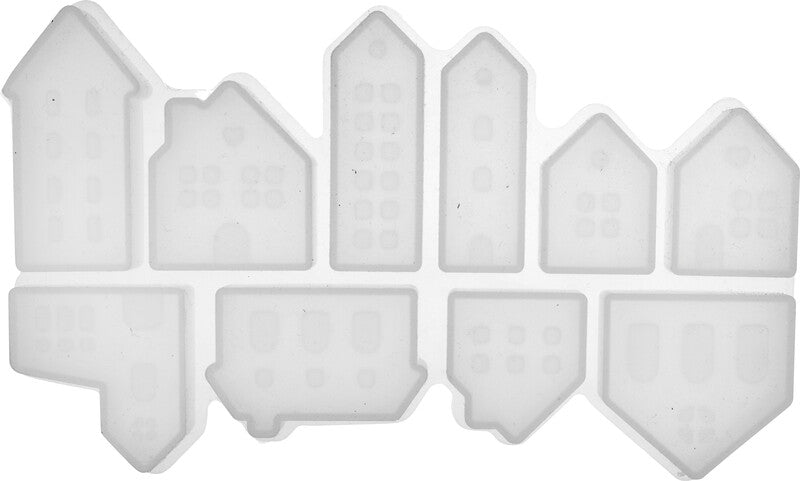 Stafil Silikonform Häuser – 10 Stück – Weiss – 36–64 × 18–48 × 15 mm