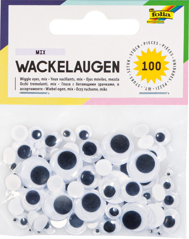 Folia Wackelaugen – 100 Stück – Weiss
