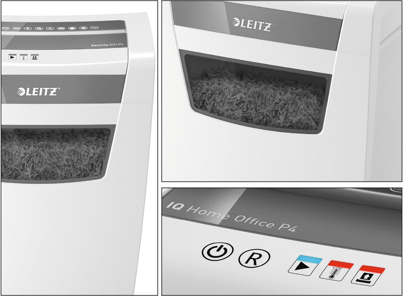 Leitz IQ Home Office – Aktenvernichter, DIN P-4, Partikelschnitt 4 × 28 mm, 10 Blatt, 23 l, A4