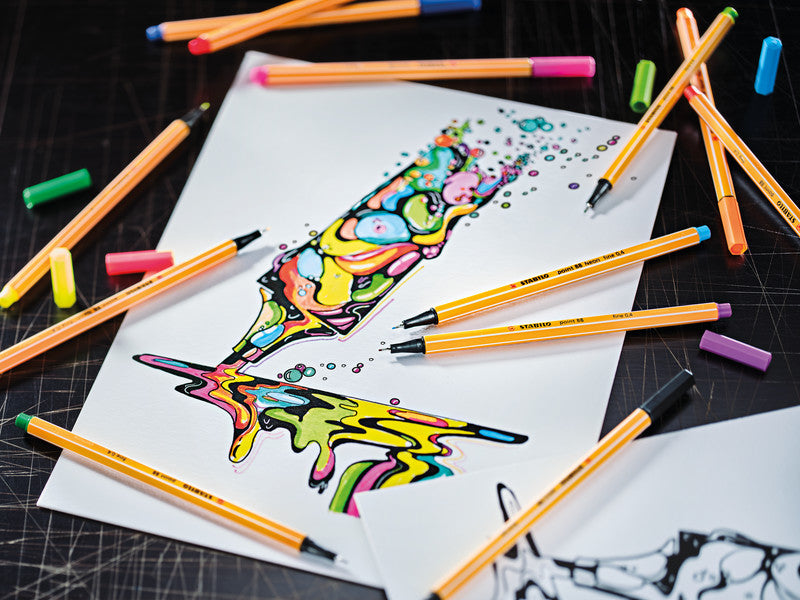 STABILO Fineliner – 25er-Set 0,4 mm – 25 Farben, sortiert