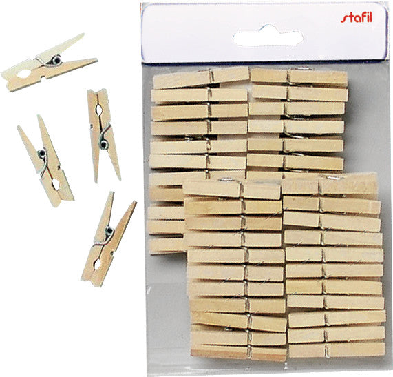 Stafil Holzklammern – 50 Stück – Natur – 25 mm