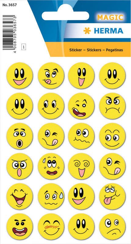 HERMA Schmucketiketten, Happy Faces – 84 × 120 mm – sortiert