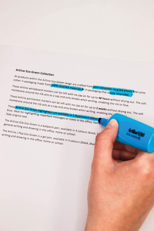 Artline EK690 Eco-Green Textmarker Blau – Keilspitze, 1–4 mm