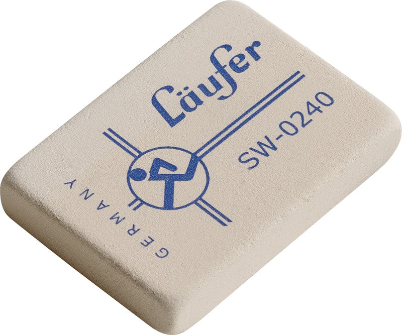 Laufer Radierer – für Bleistifte und Farbstifte – 40 × 7,5 × 28 mm – Kautschuk – weiss