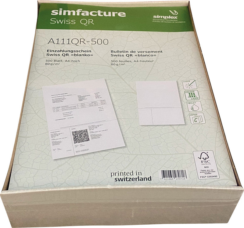 Simplex Formular - simfacture Swiss QR für QR-Rechnung, A4, 80 g/m²